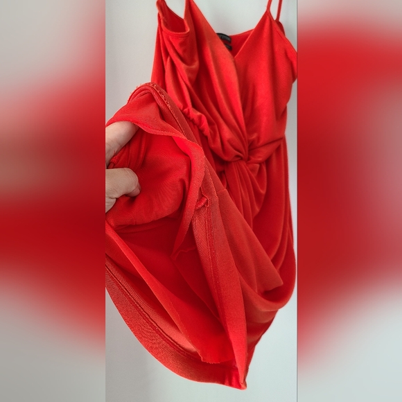 Urban Outfitters Twist-Front V-neck Bright Red Mini Dress - Picture 3 of 8